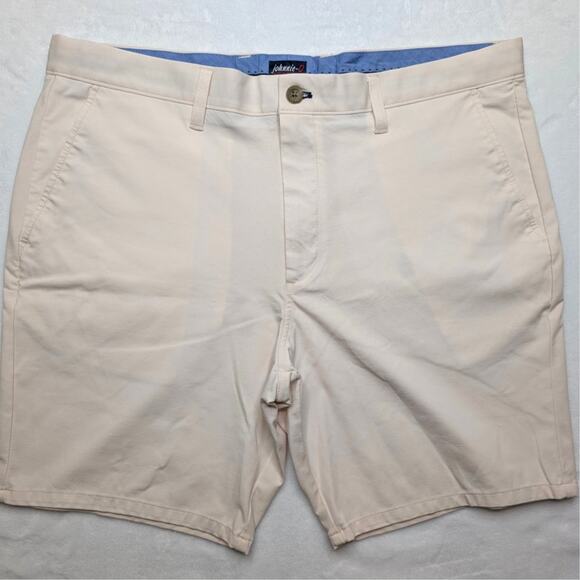 Johnnie-O Natural Performance Mens Golf Shorts - Size 36 Cream Stretch Bulls Bay - Picture 1 of 8